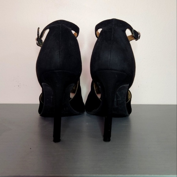 Black Suede Peep Toe Pumps- Size 5.5 - Picture 5 of 6